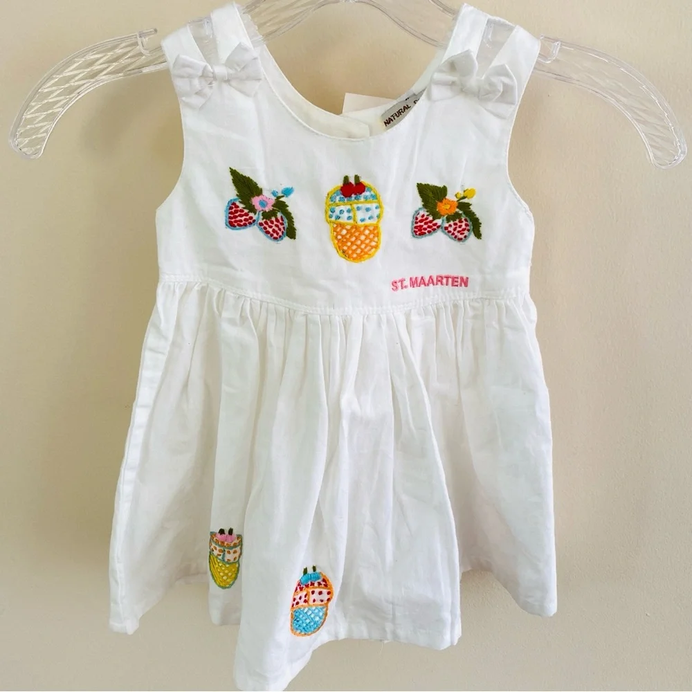 Girls Toddler Dress 100% Cotton Summer Sun Party Dress Vacation Small White New
